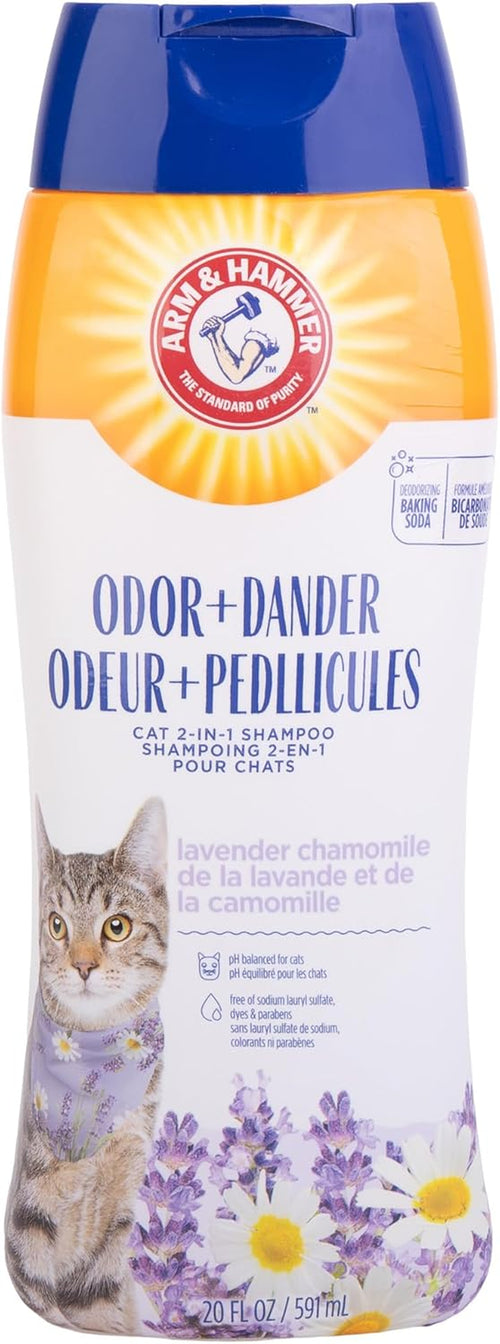 2-In-1 Deodorizing & Dander Reducing Shampoo for Catscat Dander Remover for Cat Dander and Cat Odorsbaking Soda Moisturizes and Deodorizes, Lavender Chamomile Scent 20 Fl Oz`